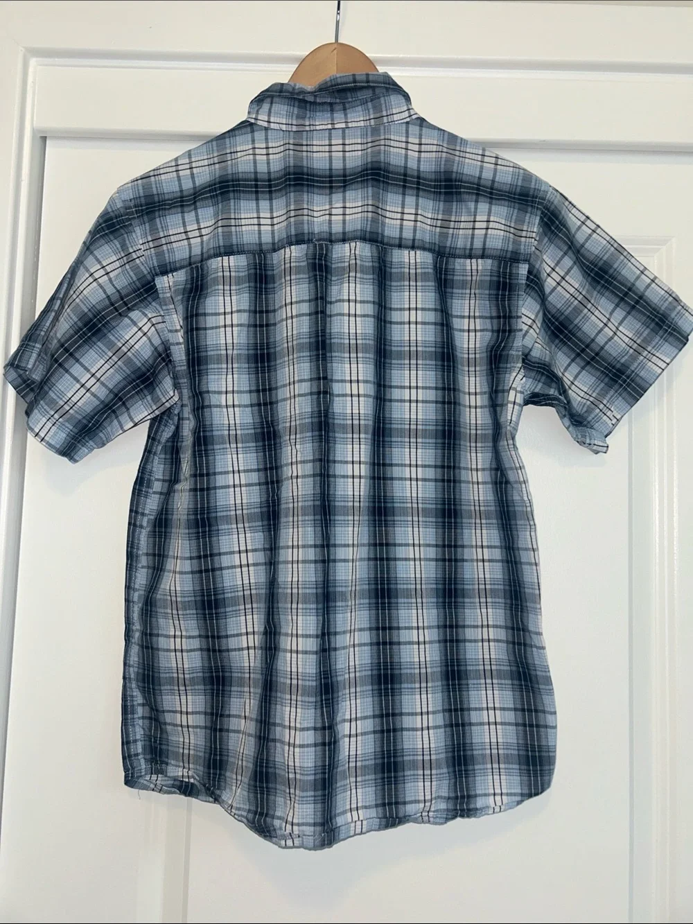 Faded Glory Blue Plaid Short-Sleeve Button-Down Shirt